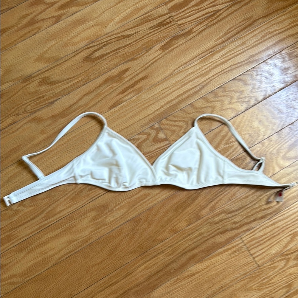 Solid and Stripe Cream Triangle Bikini Top